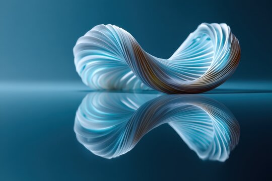Artistic swirl showcases beautiful curves and reflections, emphasizing movement and fluidity in design.