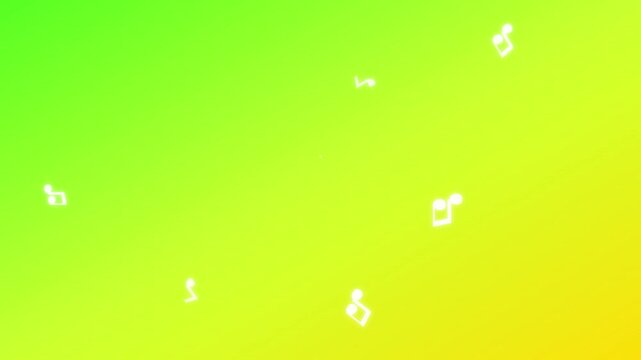 tropical vibrant gradient music notes flying motion graphic