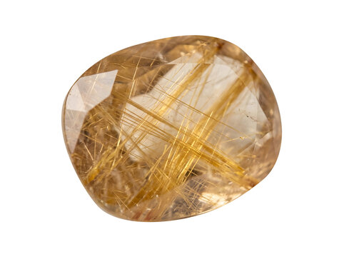 Rutilated quartz gemstone isolated on transparent background