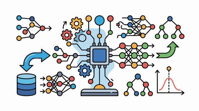 Central processor connected to data neural networks and trees