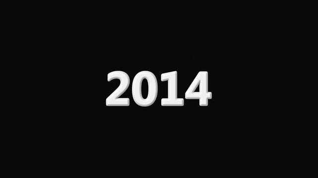 Adam-style counter animation from 2000 to 2014 on a black background. "Rolling year counter transition effect for history videos". Loop animation of old year counter and new year arrival.
