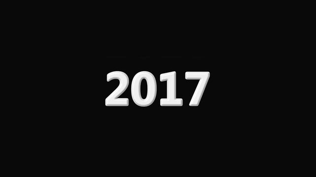 Adam-style counter animation from 2000 to 2017 on a black background. "Rolling year counter transition effect for history videos". Loop animation of old year counter and new year arrival.