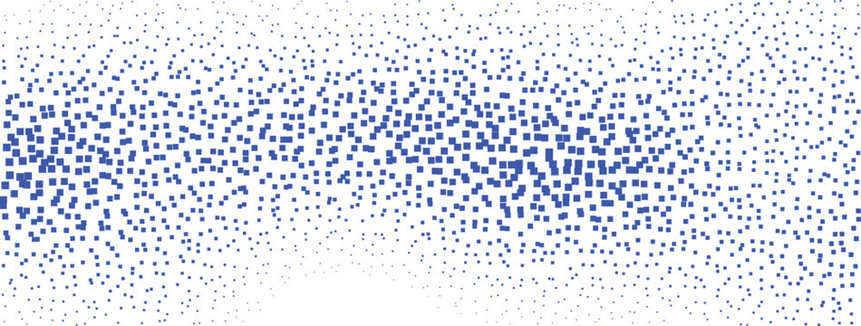 Abstract blue pixelated dots pattern design on transparent background