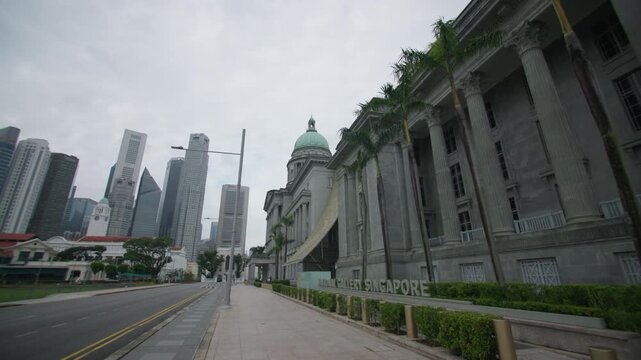Beautiful National Gallery Singapore featuring historic architecture preserved heritage and impressive cityscape in the heart of a modern Asian metropolis