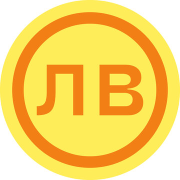 Bulgarian Lev Currency Symbol on Gold Coin Flat Vector Icon for Finance and Banking