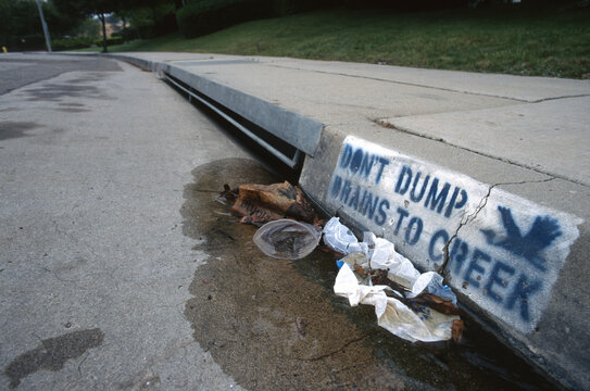 Curb drain warning.