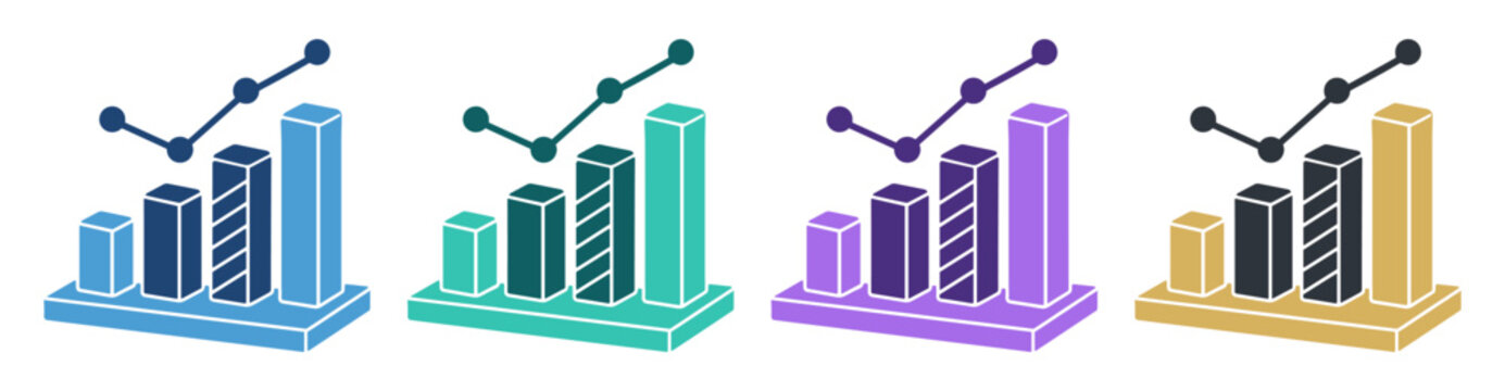 bar chart analytics growth dashboard set icon on transparent background