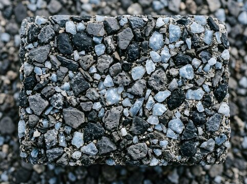 Close up shot of dark industrial asphalt surface texture with pavement, material