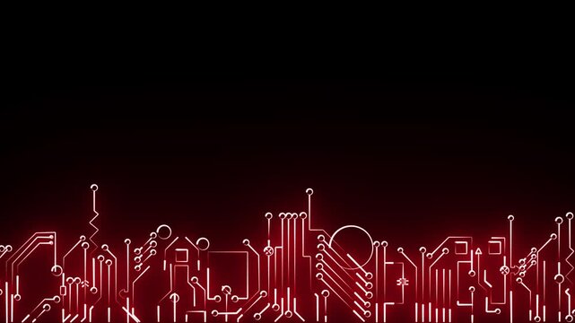 Abstract circuit board futuristic technology processing background and animation. 4k video
