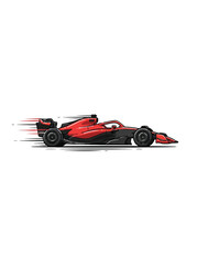 Obraz premium Red And Black Formula One Race Car With Detailed Aerodynamics And Trailing Speed Lines Emphasizing Rapid Movement In A Stylized Depiction Vector Illustration