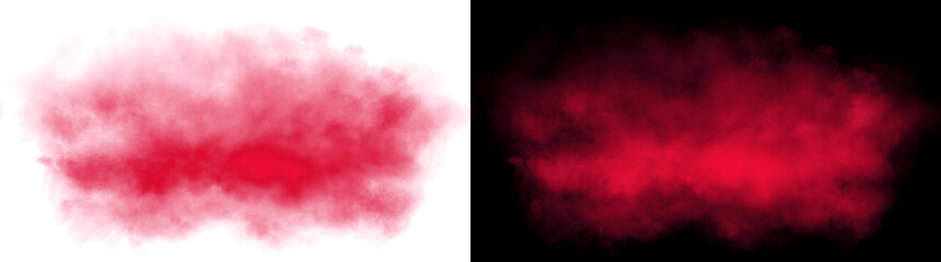 Red smoke cloud drifting with eerie glowing haze and soft billowing texture on a black background for horror and dramatic designs with PNG, Transparent and Black Background Versions © Crafter
