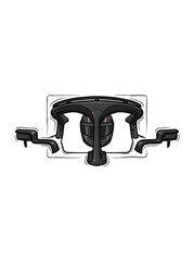 Obraz premium Detailed Sketch Of An F1 Cockpit Showcasing The Halo Protective Device A Racing Helmet In The Center And Mirror Elements On Either Side Drawn In Vector Illustration
