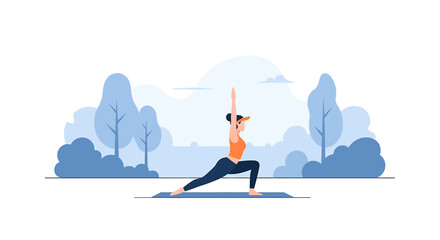 Fototapeta premium Woman doing yoga in warrior pose.