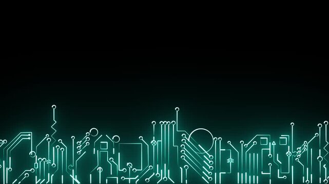 Abstract circuit board futuristic technology processing background animation. 4k video