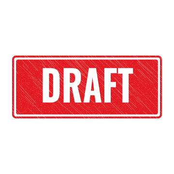Red draft stamp sign with grunge texture