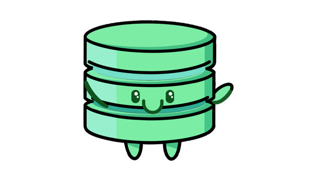 Smiling database icon with friendly character design