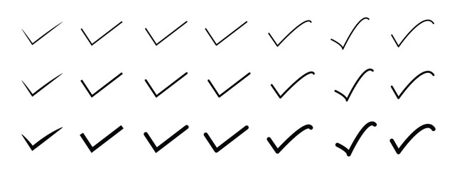 Confirm tick mark icons set. Sign ok and confirm, tick check mark confirm illustration  © Asmita