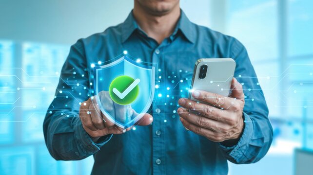 Man Holding Smartphone With Digital Sustainability And Eco Friendly App