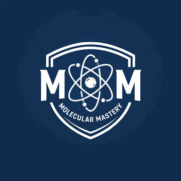 Molecular mastery science badge with atom symbol science and technology molecule chemistry education laboratory research scientific academic innovation structure learning university
