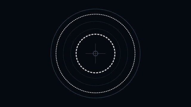 Futuristic Digital HUD Target Interface with Concentric Circles and Crosshair for High Tech UI Design