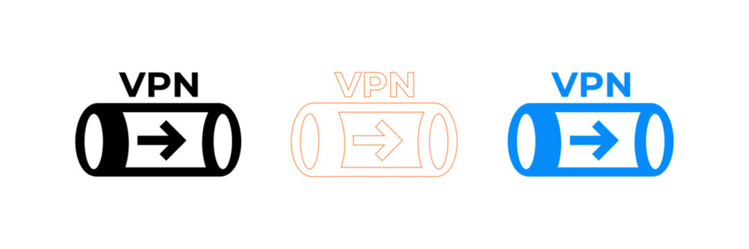 Modern vpn network connection icons in different colors isolated on transparent background, Vector