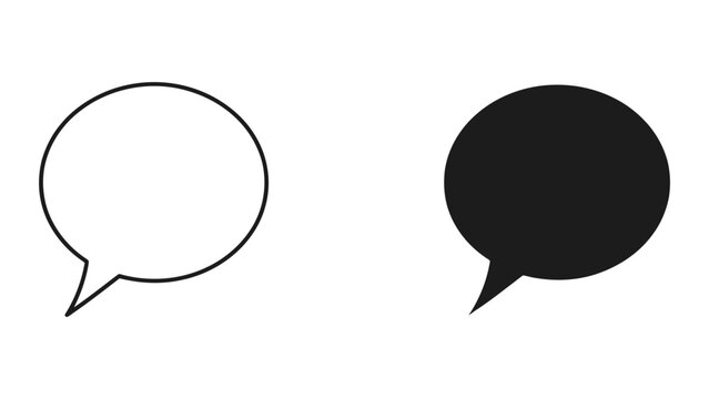 Minimalist Speech Bubble Icons Conversation Vector Outline Illustration Black and White