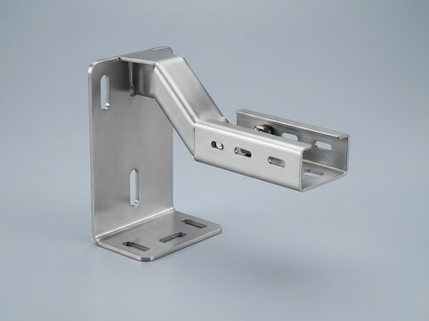 Stainless steel L-shaped bracket with slotted holes for mounting
