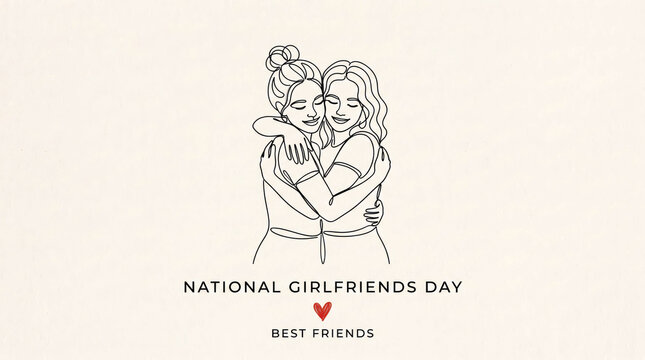 Two friends hugging celebrating national girlfriends day
