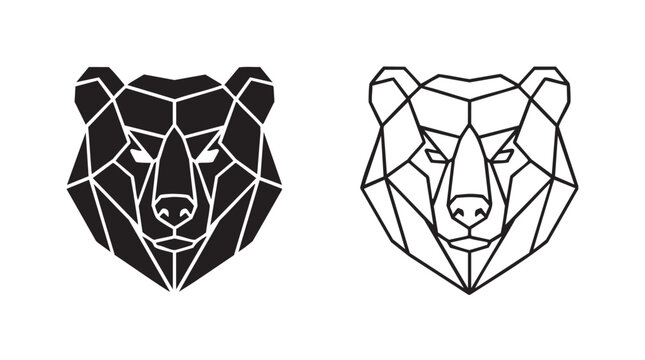 bear head vector silhouette with line art pair icon black vector silhouette with line art black vector silhouette with line art pair icon