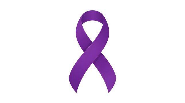 Purple ribbon symbol for pancreatic cancer awareness and support campaign