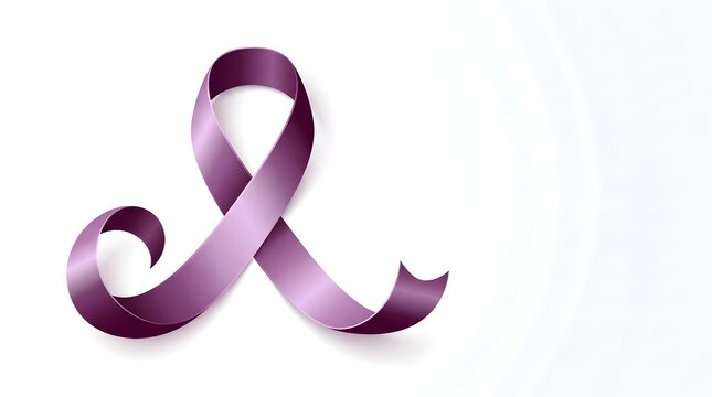 Purple ribbon symbol for pancreatic cancer awareness and support campaign