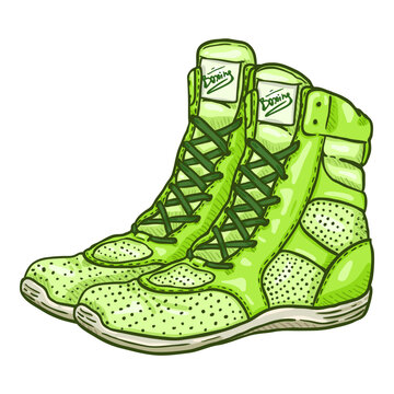 Vector Cartoon Light Green Boxing Shoes