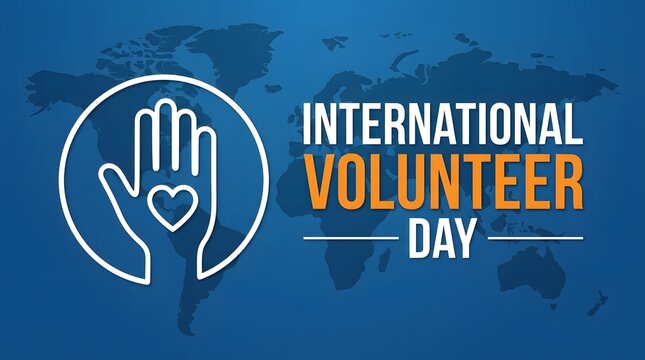 International volunteer day awareness global support and helping hands concept illustration