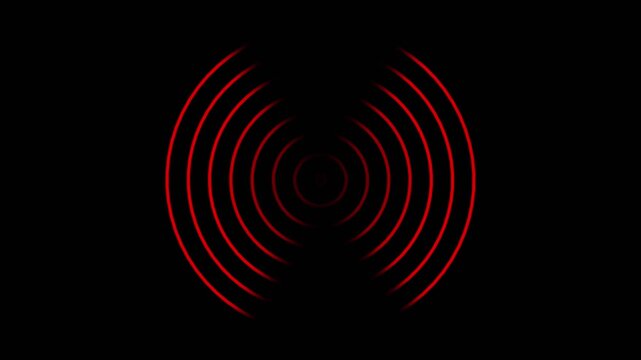 Glowing neon radio waves signal icon animation. Sound frequency icon signal background animation 4k video.radiuo waves work