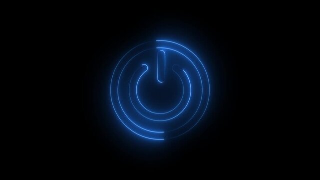 Neon power reset button sign animation Neon glowing power button icon animated. Neon power reset button sign animation Neon power button icon with neon,4k video .