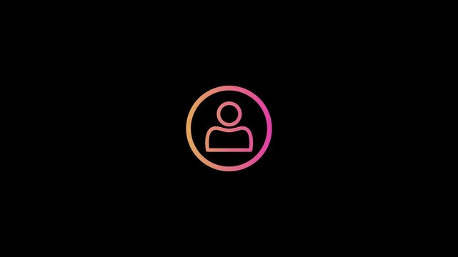 Vibrant gradient user profile account outline icon on black background 4k video
