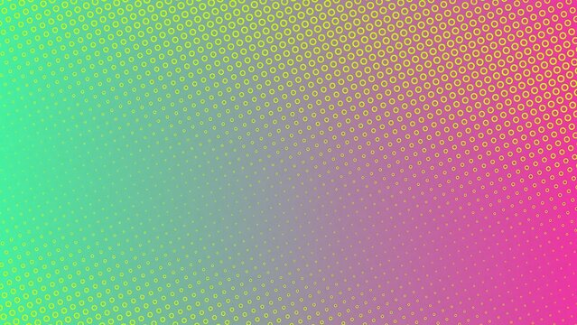 Abstract halftone background with a vibrant gradient of green and pink