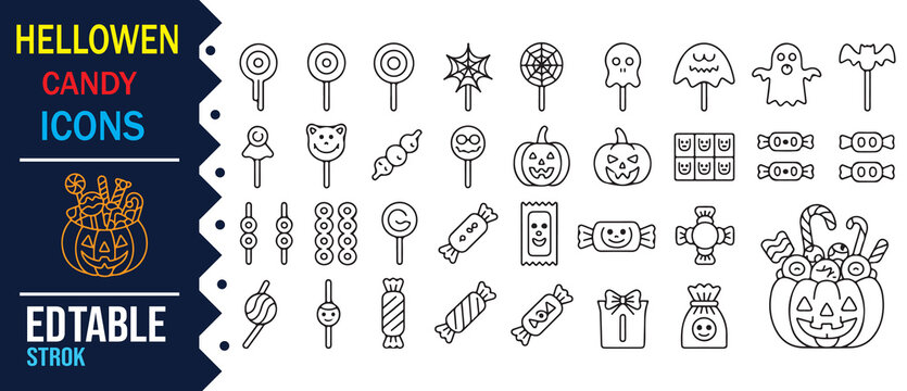 Halloween Candy Lollipop and Chocolate Vector Icon Pack