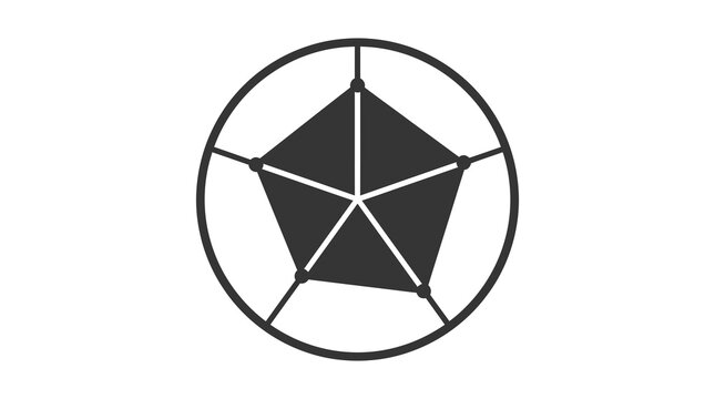 Geometric black icon of a pentagram within a circle modern minimalist design element