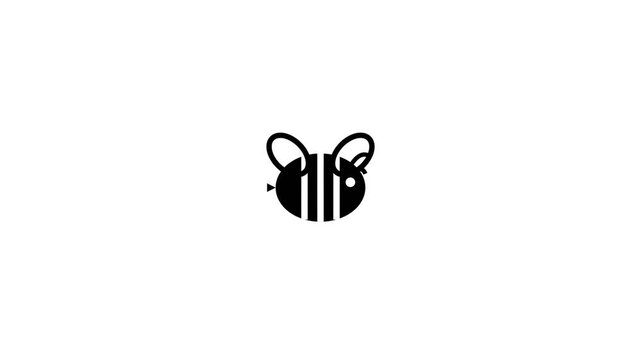 Minimalist bee icon design featuring rhythmic wing motion in a clean vector animation style for modern branding and digital graphics
