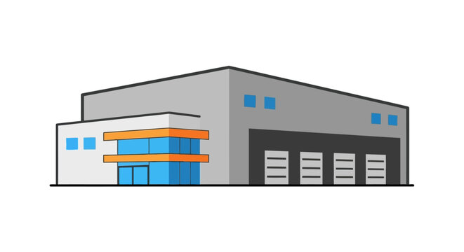 Modern industrial building exterior illustration graphic representation