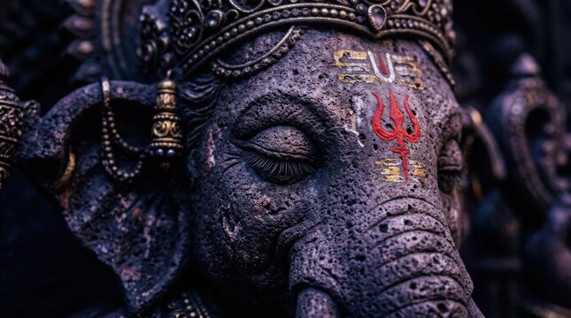 Stone Ganesha Divine Portrait