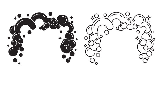 black vector silhouette with line art pair icon of bubble border design