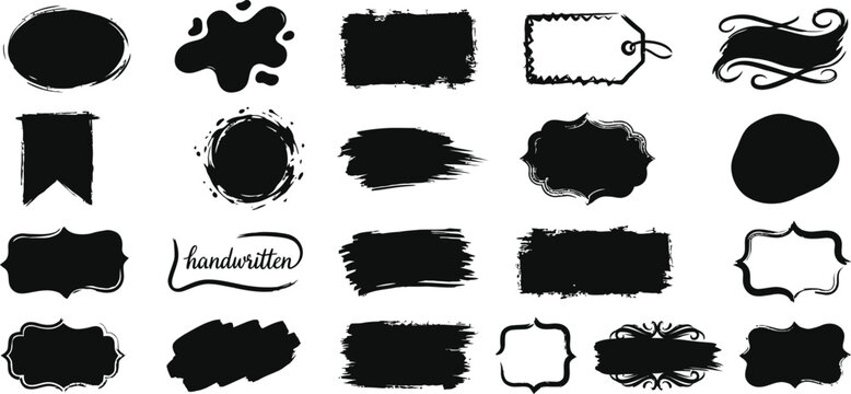 Collection of hand drawn grunge frames labels and text boxes with handdrawn collection illustration creative isolated ornament elements
