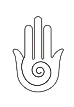 Hamsa Hand with Spiral Palm Icon
