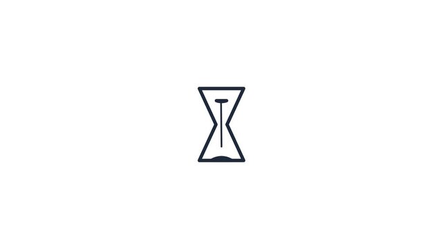Minimalist hourglass icon animation displays fluid motion of passing time in this sleek digital graphic design loop video clip