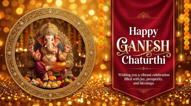 Golden Ganesh Celebration Card