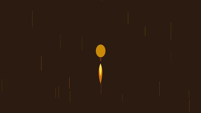 Minimalist orange rocket ship ascending through dark space with streaks of motion in this stylized high quality digital animation clip