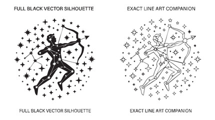 constellation black vector silhouette with line art pair icon © Shamsul