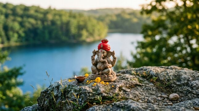 Ganesha By Peaceful Lake